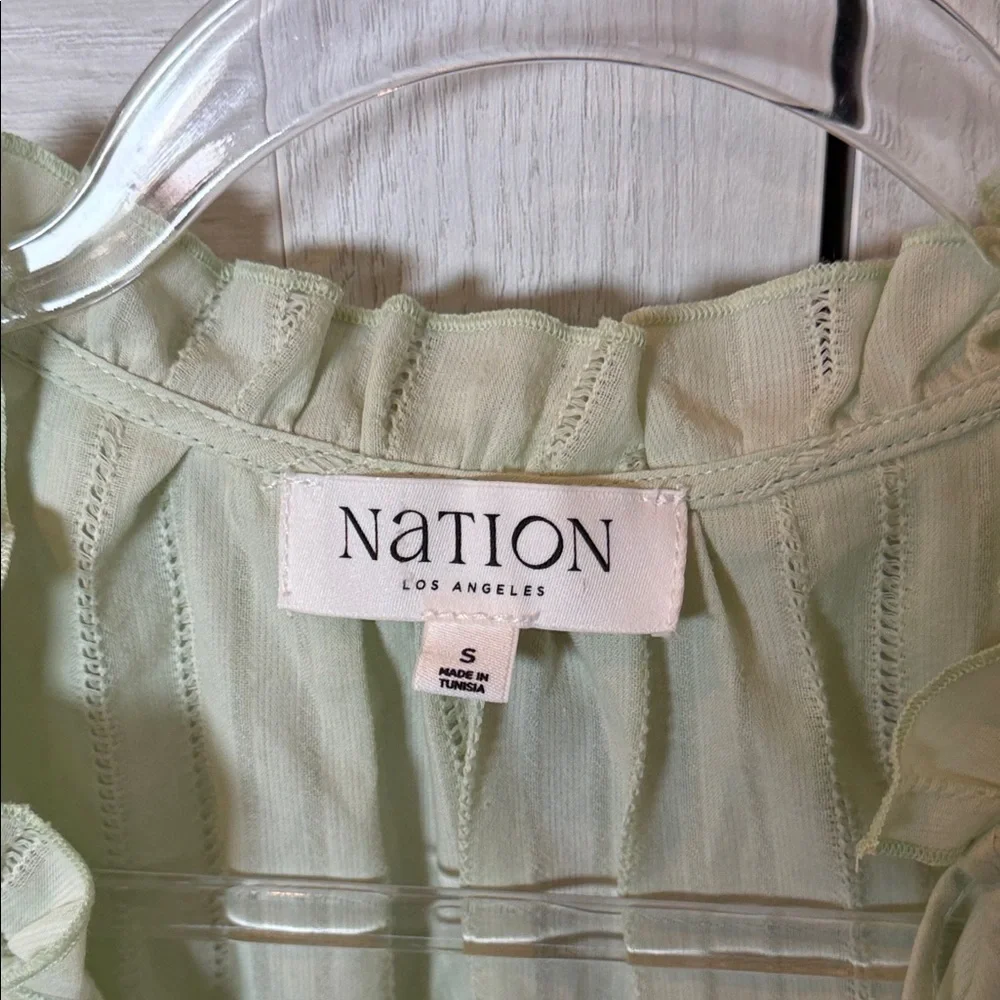 Nation LTD Pale Green Ruffle V-Neck Sleeveless Camisole - Picture 2 of 8